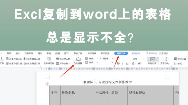 Excl上复制到word上的表格总是显示不全?零基础标书制作教学系列!