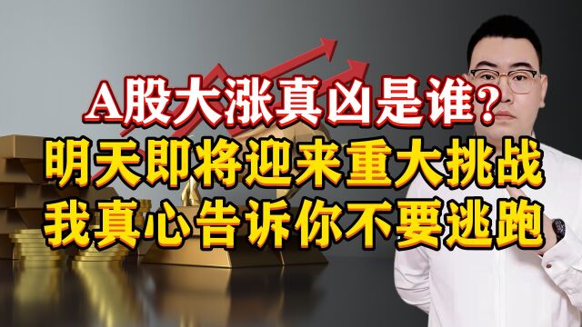 A股大涨真凶是谁?明天即将迎来大挑战,我真心告诉你不要逃跑!