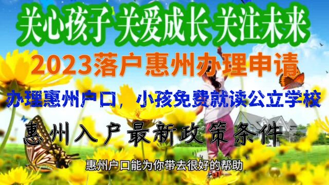 惠州户口咨询申请流程,2023年如何办理落户惠州手续