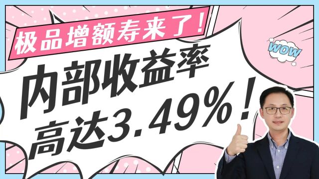 极品增额寿来了!内部收益率高达3.49%!