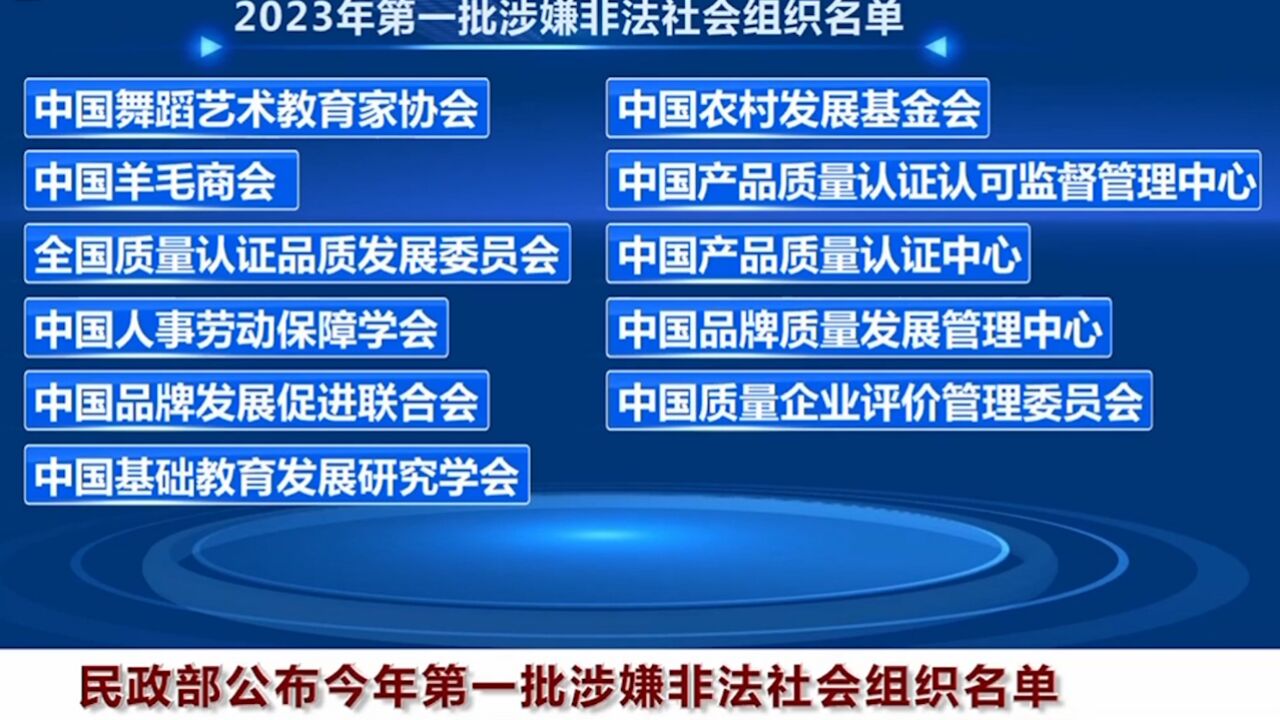 民政部公布今年第一批涉嫌非法社会组织名单