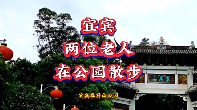 宜宾两个老人在公园散步.