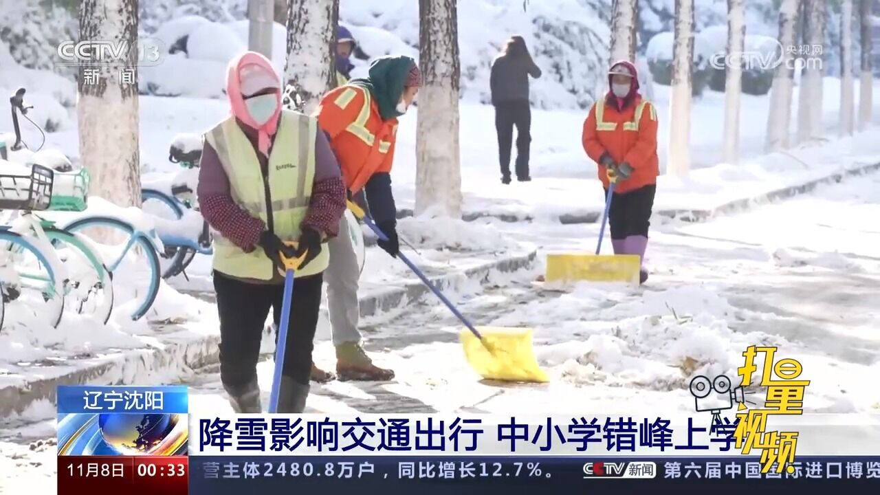 辽宁沈阳:降雪影响交通出行,中小学错峰上学