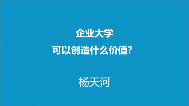 企业大学可以创造什么价值?杨天河