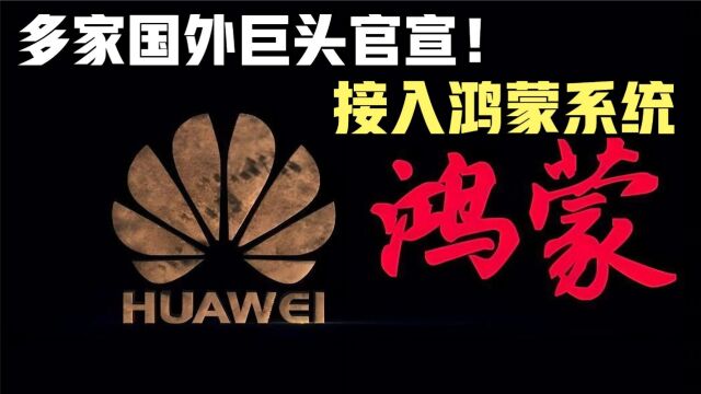 多家外企接入鸿蒙系统,科技巨头们坐不住了,华为再一次遥遥领先