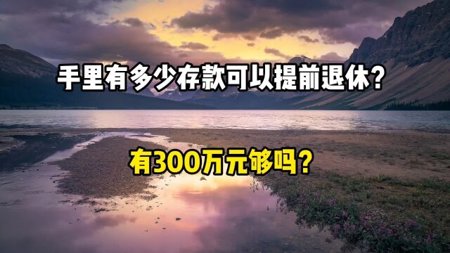 手里有多少存款,可以提前退休,有300万元够吗?