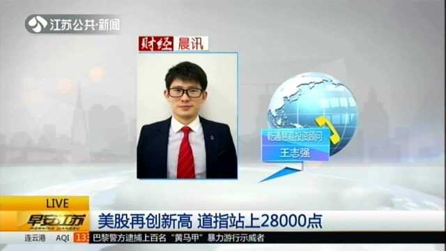 美股再创新高 道指站上28000点