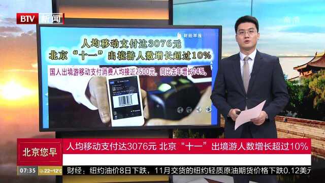 人均移动支付达3076元 北京“十一”出境游人数增长超过10%