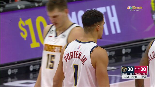 NBA常规赛：掘金vs公牛第2节英文原声回放