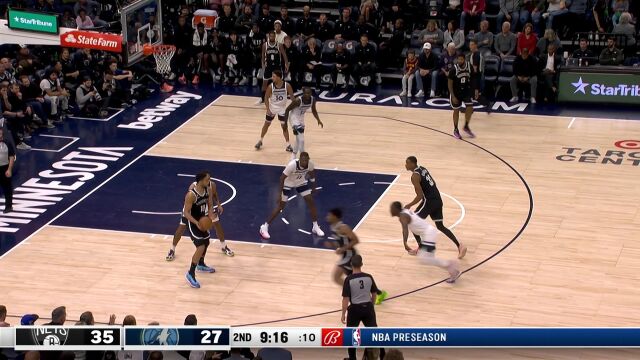 NBA季前赛：篮网vs森林狼第2节中文解说回放