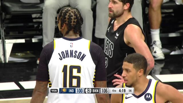 NBA常规赛：步行者vs篮网第4节英文原声回放