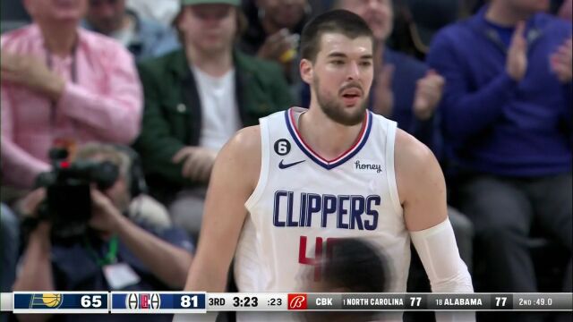 NBA常规赛：步行者vs快船第3节英文原声回放