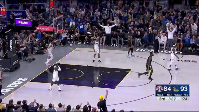 NBA常规赛：奇才vs勇士第3中文解说回放