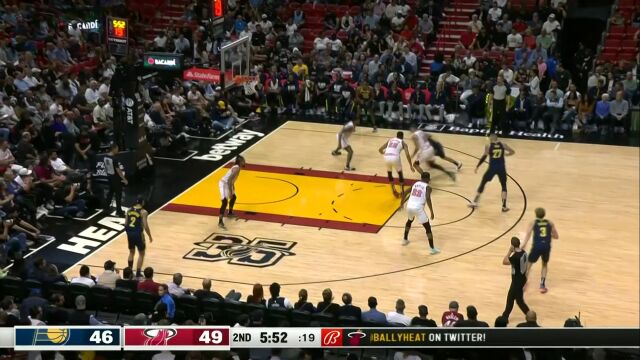 NBA常规赛：步行者vs热火第2节英文原声回放