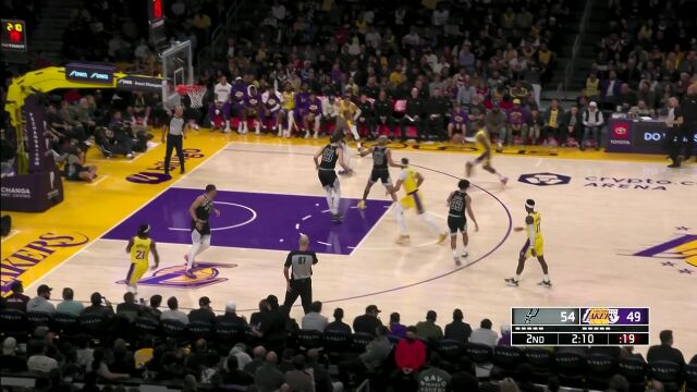 NBA常规赛：马刺vs湖人第2节英文原声回放