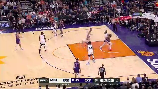 NBA常规赛：森林狼vs太阳第3节中文解说回放