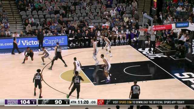 NBA常规赛：国王vs马刺第4节 中文解说回放