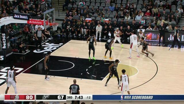 NBA常规赛：开拓者vs马刺中文解说全场回放