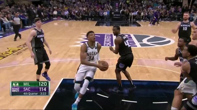 极其恐怖的画面！字母哥泰山压顶单臂重扣