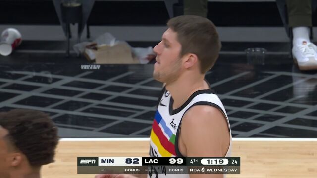NBA常规赛：森林狼vs快船第4节中文解说回放