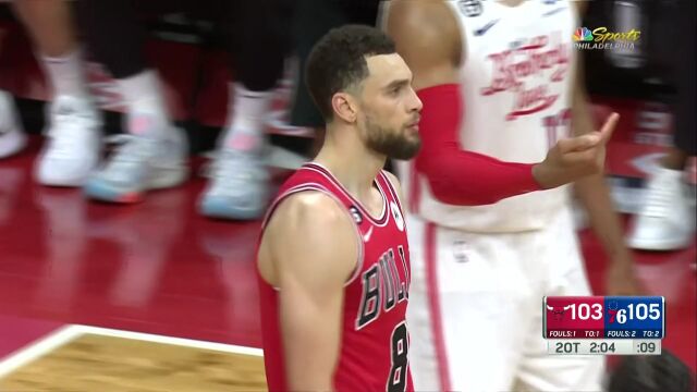 NBA常规赛：公牛vs76人加时赛2英文原声回放