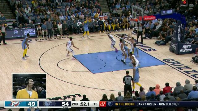 NBA常规赛：雷霆vs灰熊第2节英文解说回放