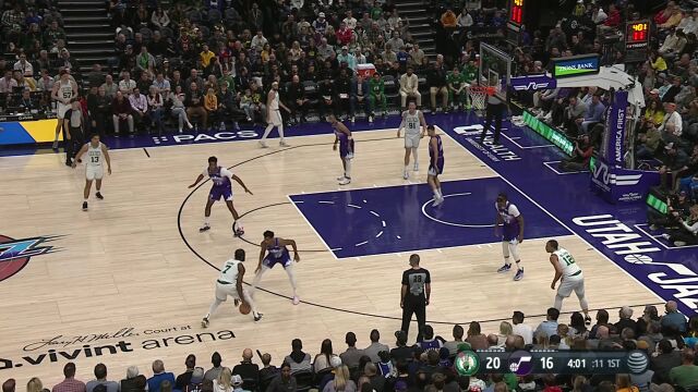 NBA常规赛：凯尔特人vs爵士第1节英文原声回放