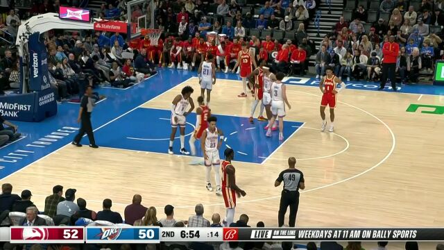 NBA常规赛：老鹰vs雷霆第2节 中文解说回放