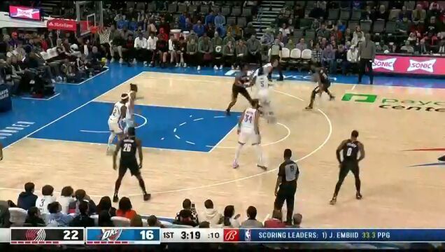 NBA常规赛：开拓者vs雷霆第1节中文解说回放
