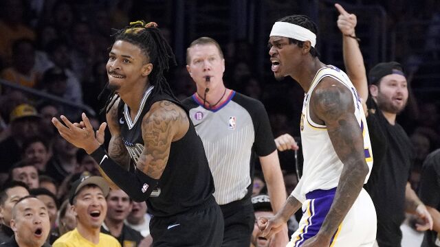 莫兰特vs湖人集锦 45+9+13末节孤胆英雄虽败犹荣