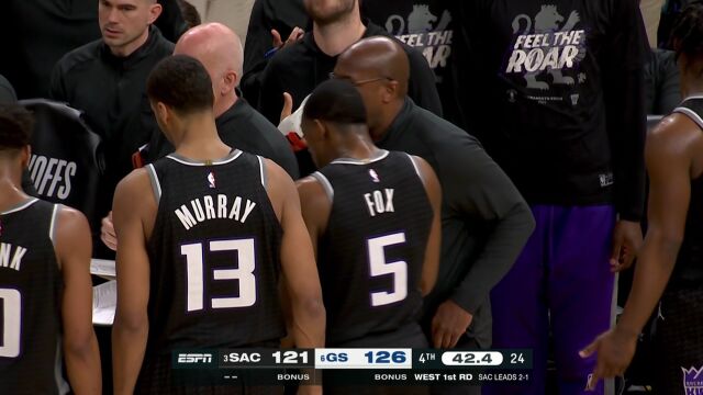 NBA季后赛：国王vs勇士第4节中文解说回放