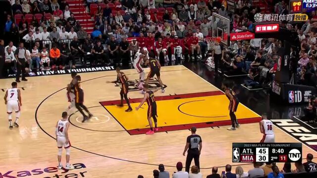 NBA附加赛：老鹰vs热火第2节英文原声回放