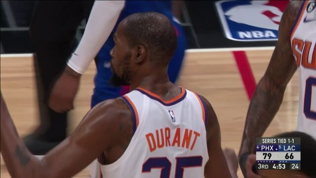 死神镰刀疯狂挥舞 杜兰特长驱直入战斧劈扣技惊四座