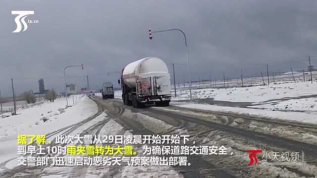 新疆阿勒泰地区吉木乃县迎来今冬首场大雪