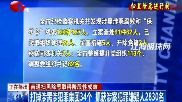 南通扫黑除恶打掉涉黑涉犯罪集团34个 抓获嫌疑人2830名