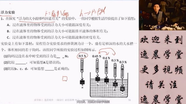 110初中物理,浮力,浮力实验,探究影响浮力大小的因素