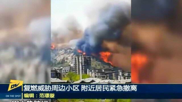 青岛小珠山发生山火 千余人扑救