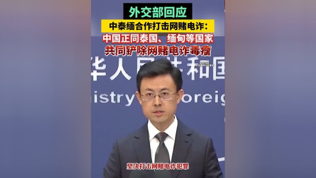 外交部回应中泰缅合作打击网赌电诈:中国正同泰国、缅甸等国家共同铲除网赌电诈毒瘤