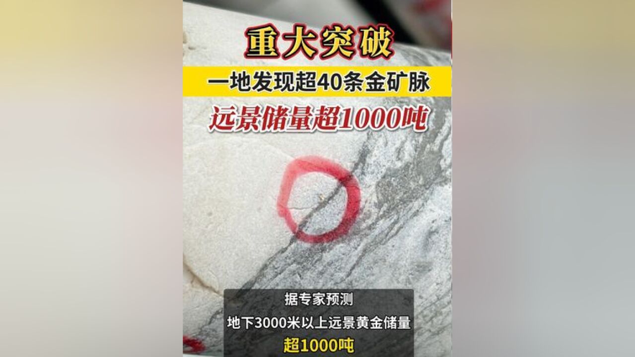 重大突破!一地发现超40条金矿脉!远景储量超1000吨!