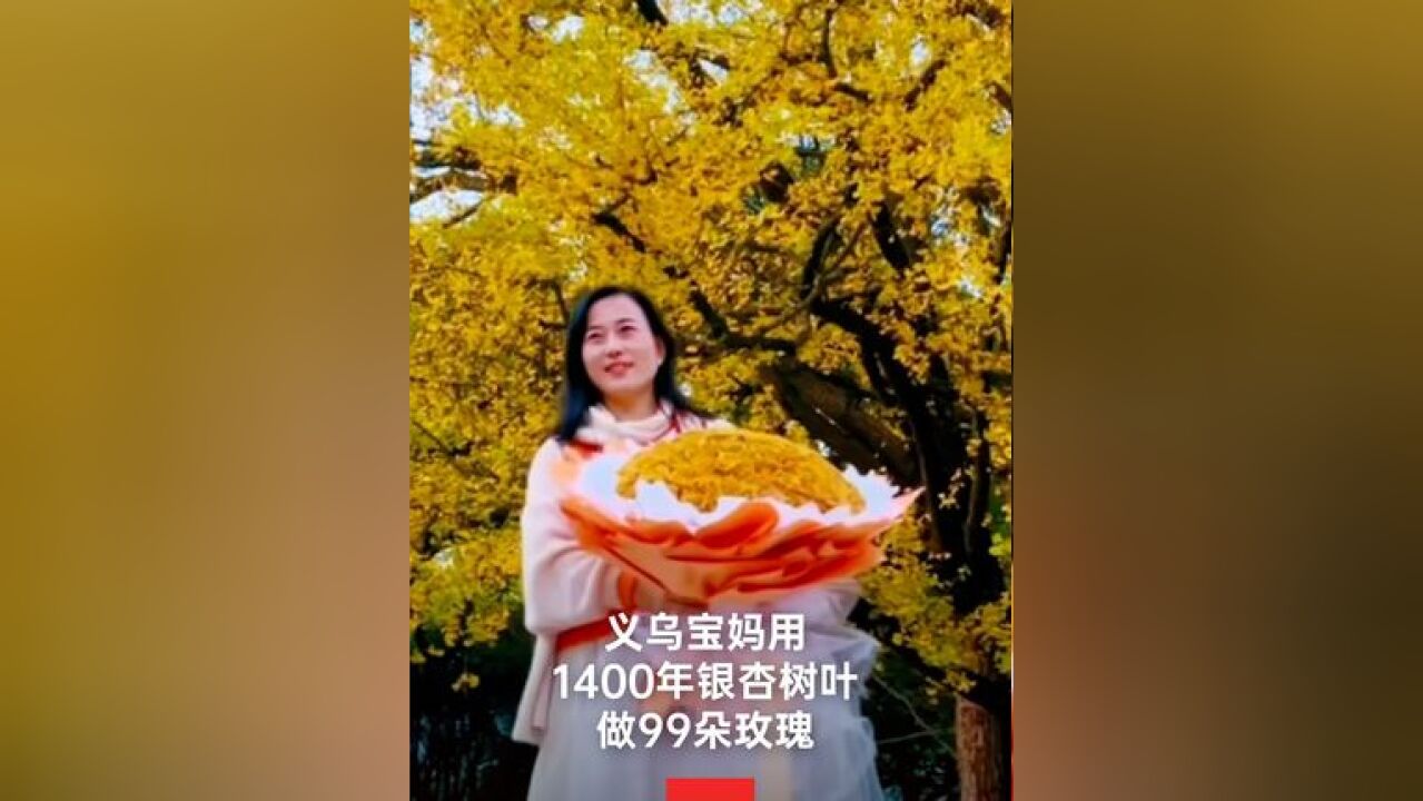 近日,浙江金华.义乌宝妈白女士用千年银杏叶为顾客做出99朵玫瑰.#千年银杏叶 #手工 #玫瑰