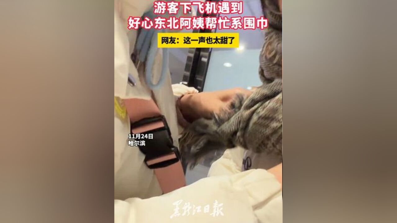 一声“谢谢阿姨~”不得把人喊迷糊了 游客下飞机遇到好心东北阿姨帮忙系围巾 网友:这一声也太甜了