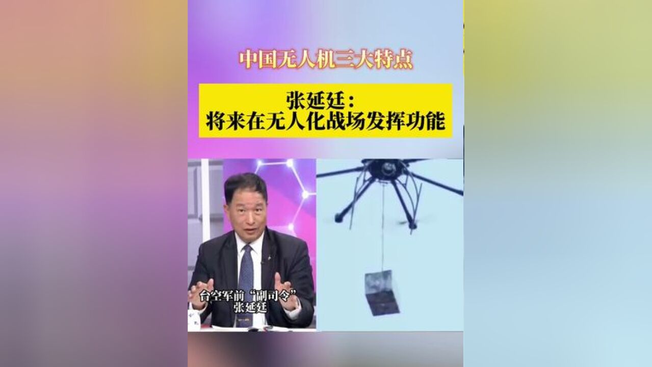 中国无人机三大特点 张延廷: 将来在无人化战场发挥功能