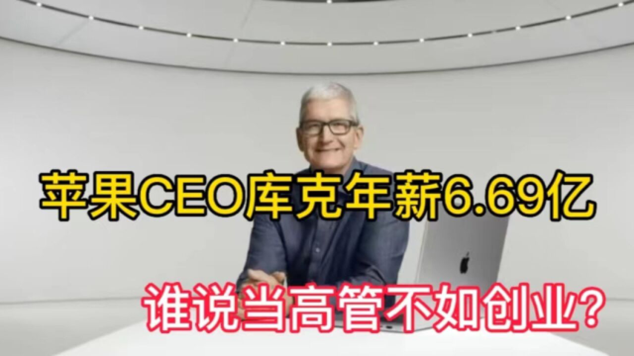 苹果CEO库克年薪6.69亿,谁说当高管不如自己创业