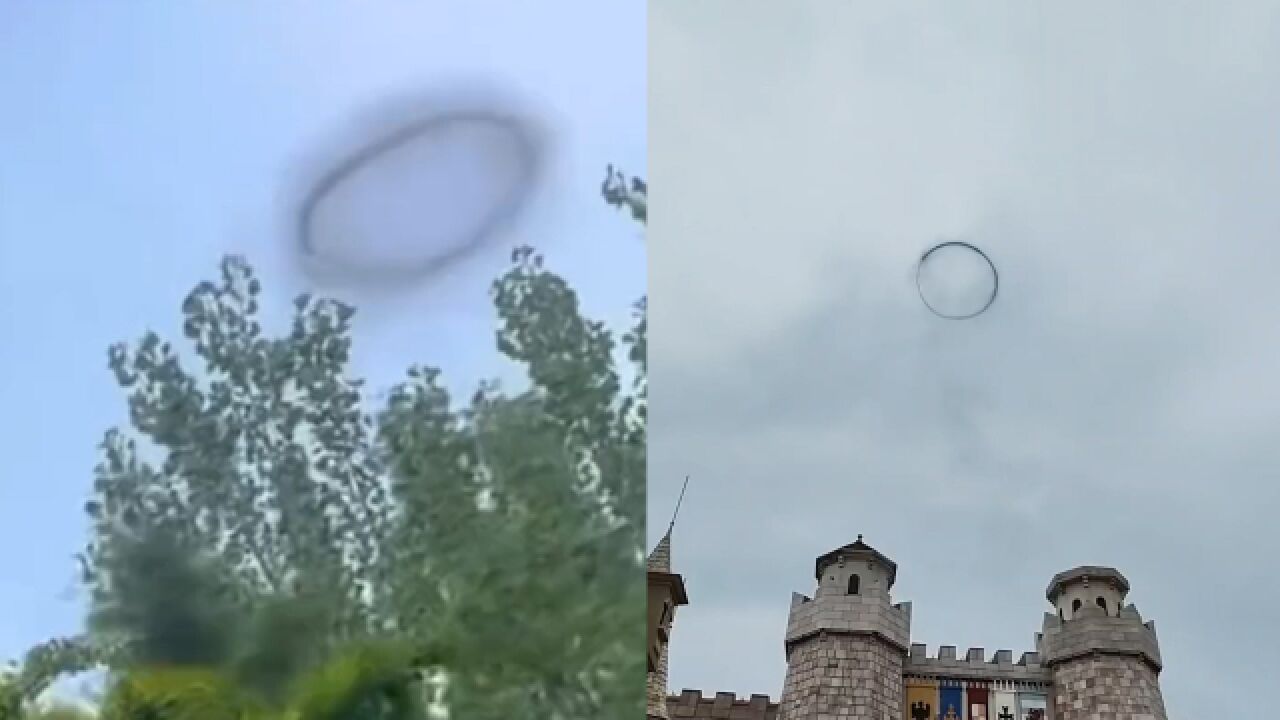 天空出现巨大烟圈众人惊呼UFO,评论区网友给出答案,烟圈形成过程揭秘