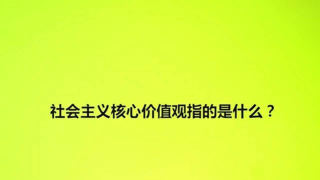 社会主义核心价值观指的是什么?