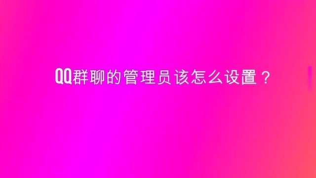 Qq群聊的管理员该怎么设置?