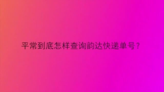 平常到底怎样查询韵达快递单号?