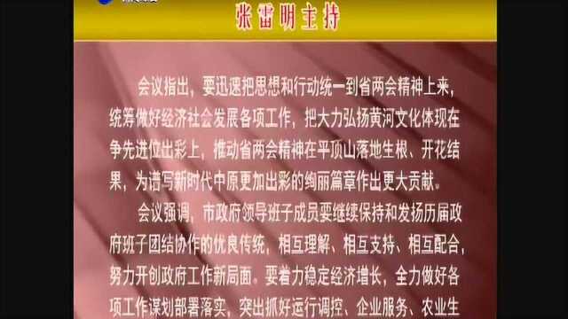 平顶山市政府常务会议召开 张雷鸣主持