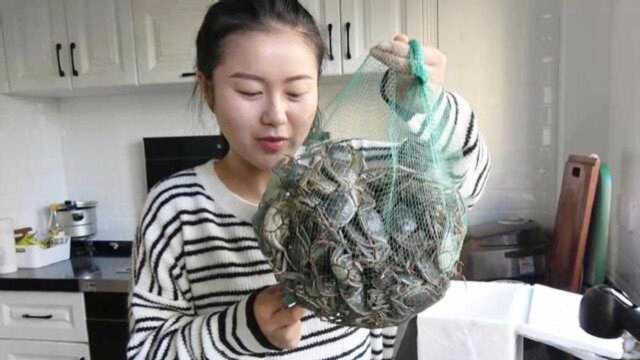 钱贝花了85块钱在淘宝买了120只大闸蟹,这么多螃蟹晚上有口福了