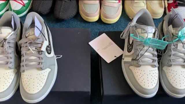 球鞋对比评测:AJ1 DIOR顶级vs正品,莆田纯手工不输意大利纯手工